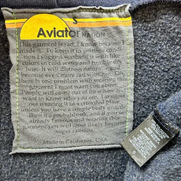 EUC Navy Aviator Nation Blue 5 Stripe Hoodie - Picture 13 of 13